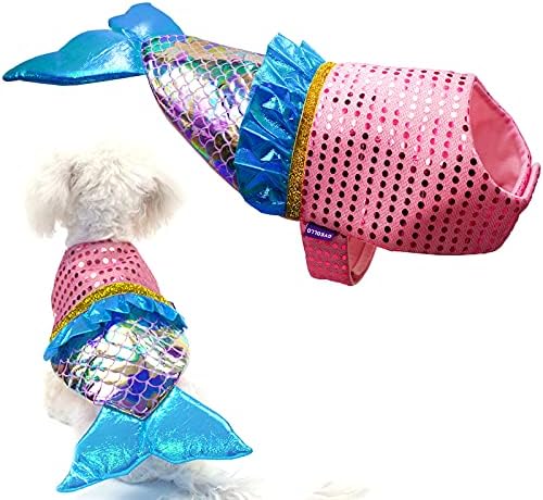 cyeollo Mermaid Dog Halloween Costumes for Small Dogs Holiday Outfit, S by CYEOLLO