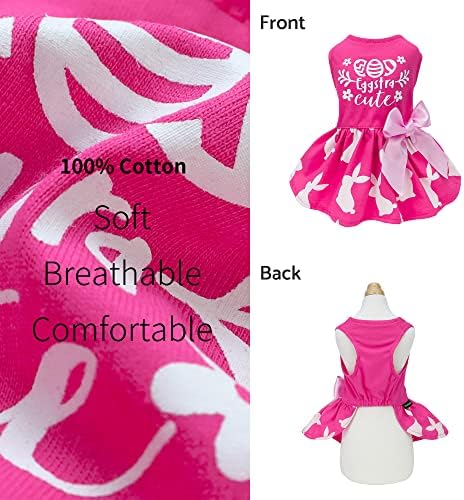 Fitwarm Eggstra Cute Easter Outfit, Bunny Dog Dress, Holiday Dog Clothes, Cat Clothing, Hot Pink, Large - Image 3