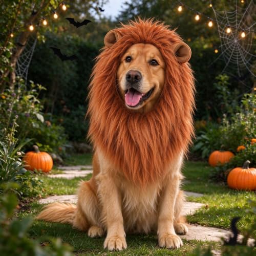Dog Lion Costume Pet Realistic Wig Halloween Dogs Costume Accessory - Image 5