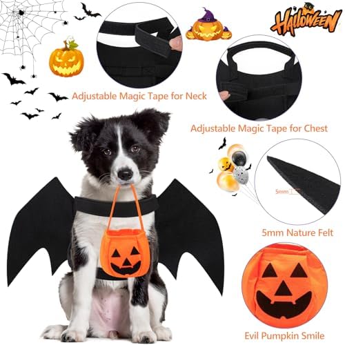Dog Bat Costume Dog Halloween Costume Dogs Bat Wings with Pumpkin Bags - Image 2
