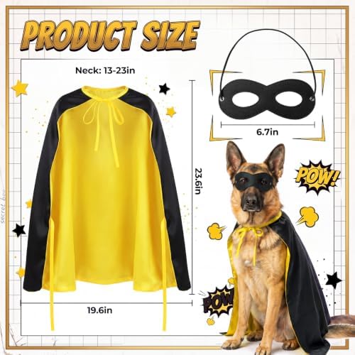 Tallew 2 Pcs Dog Halloween Costume Reversible Cape Mask,Black-Yellow - Image 2
