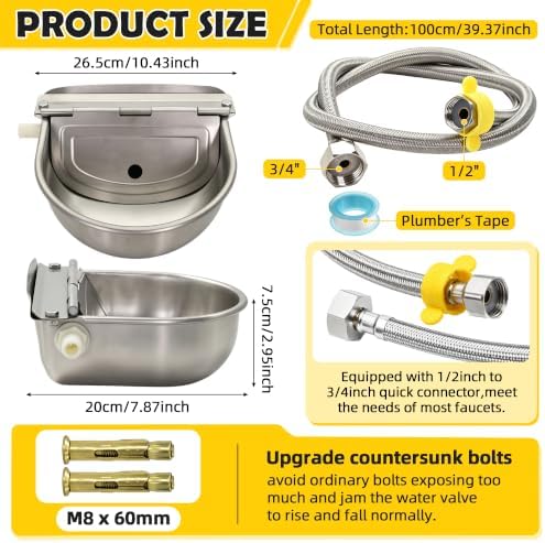 Stainless Steel Automatic Livestock Waterer with Float Valve Fit 3/4''GHT