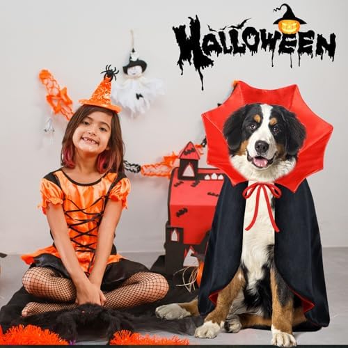 Dog Halloween Costume Dog Vampire Costume Funny Pet Vampire Devil Cape Cloak Halloween Costumes for Small Medium Large X-Large Dogs Pets (X-Large) - Image 2