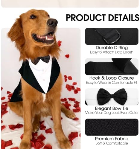 Kuoser Dog Tuxedo, Dog Suit and Bandana Set, Dogs Costume with D-Ring - Image 3