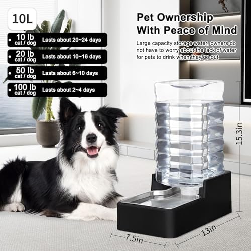 RIZZARI 2.64Gallon Automatic Dog Water Dispenser for Dog: No Filter