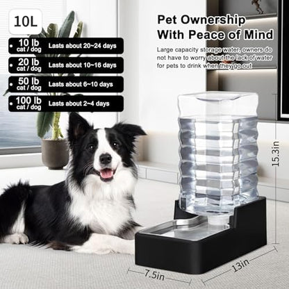 RIZZARI 2.64Gallon Automatic Dog Water Dispenser for Dog: No Filter