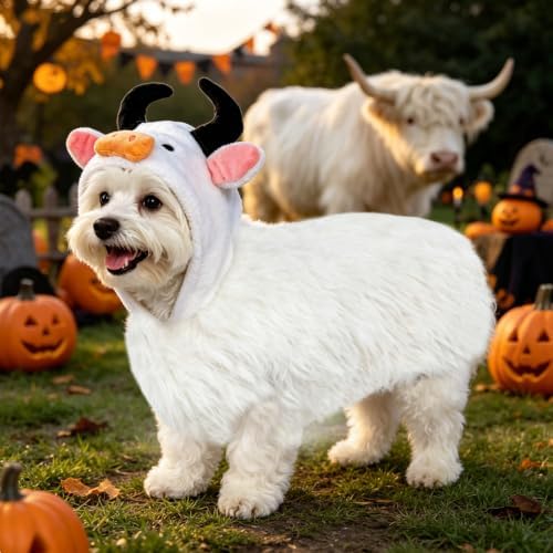 Hotumn White Highland Cow Dog Halloween Costume for Small Pets (Small) - Image 5