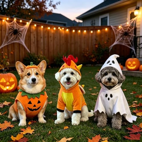 Dog Dinosaur Halloween Costumes Fleece Pet Hoodies, Yellow XS - Image 3