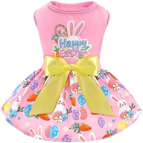 XPUDAC Happy Easter Day Dog Dress for Small Dogs Girl Bunny Eggs Tulle Holiday Puppy Clothes Pet Outfit, Cat Costume -Medium by XPUDAC