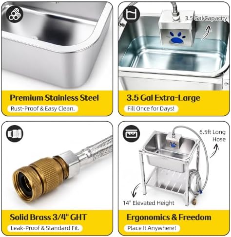 Automatic Dog Water Bowl Dispenser 3.5Gal Auto-Fill Pet Waterer