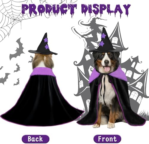 YUEPET Extra Large Dog Halloween Costumes, Dog Witch Cloak with Hat 23.6 in - Image 5