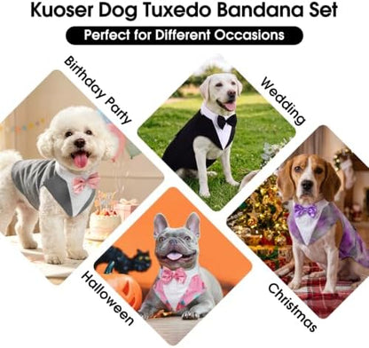 Kuoser Dog Tuxedo, Dog Suit and Bandana Set, Dogs Costume with D-Ring - Image 7