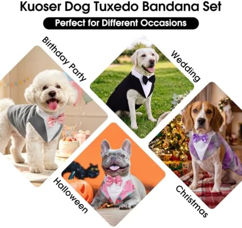 Kuoser Dog Tuxedo, Dog Suit and Bandana Set, Dogs Costume with D-Ring - Image 7