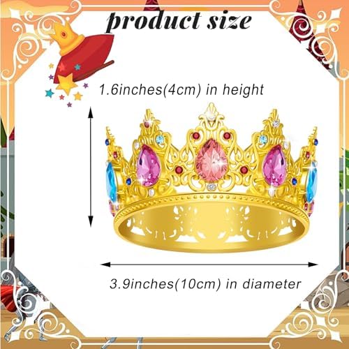 Luxurious Gold Plated Royal Crowns Rhinestone Tiara Dog Cat King Queen Crown for Royal Family Outfits Birthday Hair Accessories Medium King Queen Prince Princess Costumes - Image 4