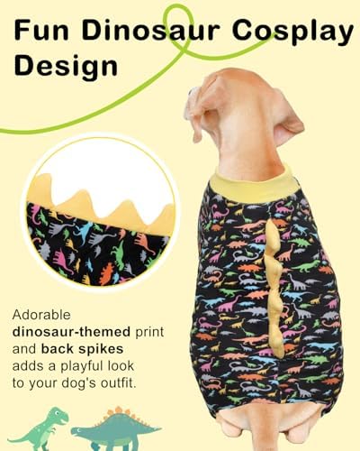 CuteBone Dinosaur Costume Dog Pajamas, Stretchy Spandex Crystal Velvet Sleepwear Coat for Small Dogs, Soft & Warm Pet Outfit Clothes for Cold Weather, Cozy Pullover Design COSP01-3XL - Image 2