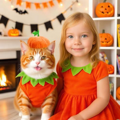ABRRLO Funny Dog Pumpkin Costume Small Dog Cat Halloween Costumes Boy Girl Cute Halloween Dogs Shirt with Leash Ring Pumpkin Hat Puppy Cosplay Outfits Pet Party Clothes Apparel Yorkie Chihuahua(XS) - Image 5