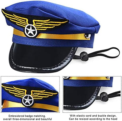 Yewong 3 Pieces Pet Captain Pilot Costume Accessory Set Dog Cat Pilot Hat Formal Necktie Collar Pilot Costume Accessories for Pet Pilot Fancy Dress Halloween Party (Set-C) - Image 5