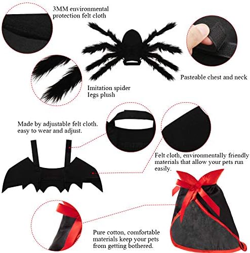 Syhood 3 Pcs Halloween Cat Dog Costume Set,Pet Bat Vampire Cloak,S,Gothic - Image 4