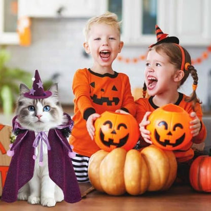 JOICEE Halloween Cat Costumes, Adjustable Small Purple Cat Wizard Cape - Image 6