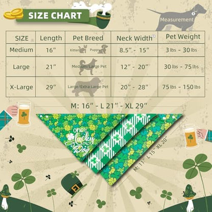 Dog Bandana for St. Patricks Day 2-in-1 Reversible - One Lucky Dog & 4-Leaf Clover Design, Pet Scarf with Snap Button Cute Lucky Holiday Costumes, Large & Giant Breeds (75lbs+) - Image 6