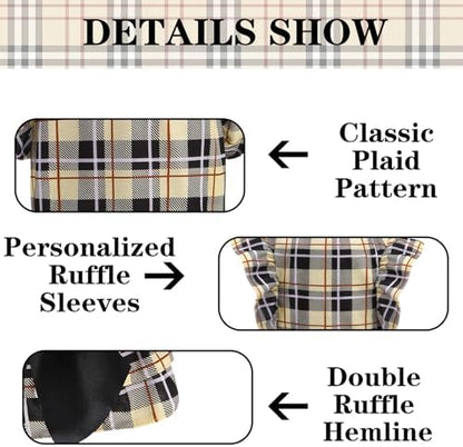 EXPAWLORER Classic Plaid Dog Dress for Small Dogs and Puppies,Puppy Costumes Pet Clothes Holiday Girl Dogs Shirt, Party Dog Vest Dresses Cat Apparel Sweater Warm Skirt - Image 5