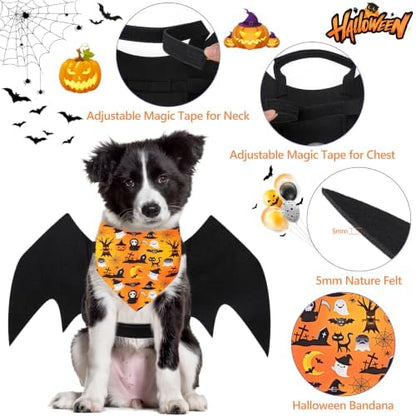Dog Bat Costume Halloween Costume Dog Bat Wings with Pumpkin Dog Bandanas - Image 2