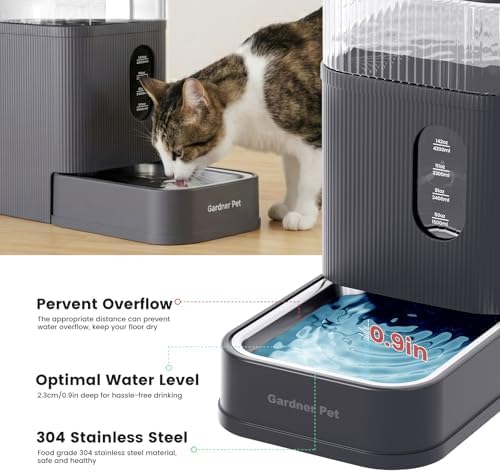 2.2 Gallon Automatic Dog Water Dispenser with Stainless Steel Bowl