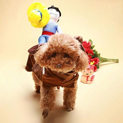 ISMARTEN Cowboy Rider Dog Costume for Dogs Outfit Knight Style with Hat Pet Costume for Halloween Day (Small) - Image 3