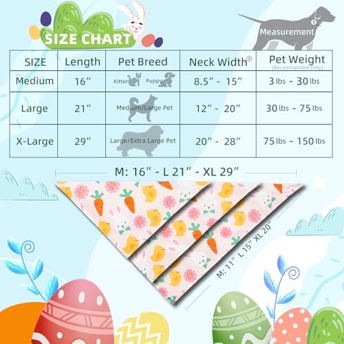 Dog Bandana for Easter Day - Lovely Bunny Carrot Chicken & Daisy Flower Theme, Holiday Pet Costumes Scarf with Adjustable Snap Button, Large to Giant Breeds (75lbs+) - Image 7