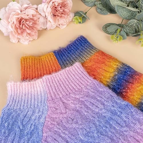 Rainbow Mohair Dog Sweater Cloak, Cold Weather Coat Dog Jacket for Small Dogs, Classic Turtleneck Thick Puppy Clothes with Leash Hole DS94XL - Image 5