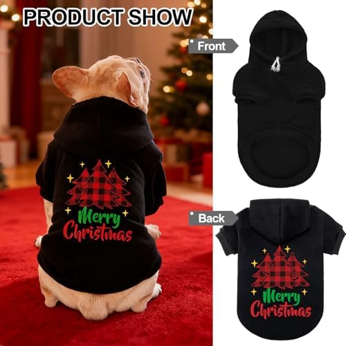 EXPAWLORER Dog Hoodies for Small Medium Large Dogs,Christmas Theme Black S - Image 5