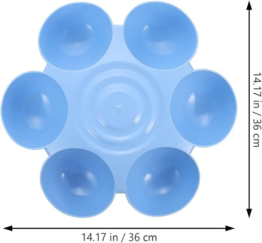 Puppy Litter Bowl Cat Bowls Dog Food Water Bowls Flower Shaped 6 Bowls Pet Feeding Dish Multiple Cat Feeder Dog Treats Dispenser for Puppy Kitten Blue Feeding Station