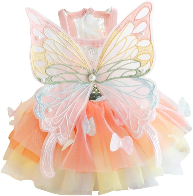 Dog Princess Dresses for Small Dogs Lolita Clothes Butterfly Costume Pet Girl Cute Coat Outfits Summer Costumes Puppy Handmade Skirt Cat Spring (S,Butterfly) by Unknown