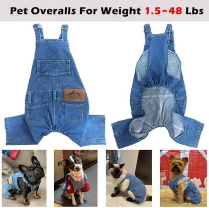 Dog Overalls for Small Dogs Outfit French Bulldog Clothes Denim Dog Jeans - Image 4