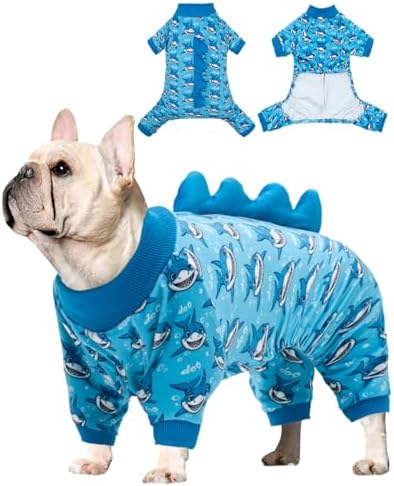 CuteBone Shark Costume Dog Pajamas, Stretchy Spandex Crystal Velvet Sleepwear Coat for Small Dogs, Soft & Warm Pet Outfit Clothes for Cold Weather, Cozy Pullover Design COSP07XS by CuteBone