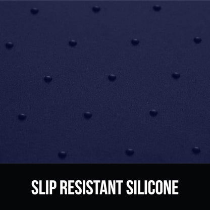 GORILLA GRIP 100% Waterproof Raised Edge BPA Free Silicone Pet Feeding Mat, Dog Cat Food Mats Contain Spills Protects Floors, Placemats for Cats and Dogs Water Bowl, Pets Accessories 23x15 Navy