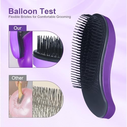 Small Dog Brush, Skin-friendly Soft Bristles (Dark Purple) - Image 3