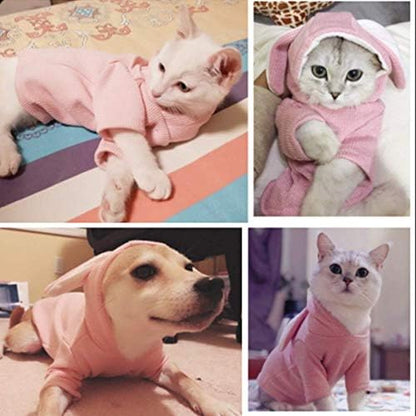 ANIAC Funny Dog Hoodies for Small Dogs Girl Boy Bunny Ears Pet Clothes Hooded Puppy Sweatshirt Cat Apparel Pet Costume for Easter Halloween Christmas Holiday (X-Large, Pink) - Image 5