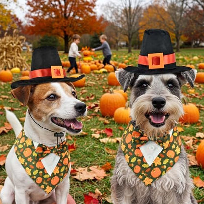 Thanksgiving Day Dog Adjustable Tuxedo with Black Pilgrim Hat Thanksgiving Day Puppy Costume Set Fall Thanksgiving Themed Outfits for Cats Puppy Dog L - Image 2