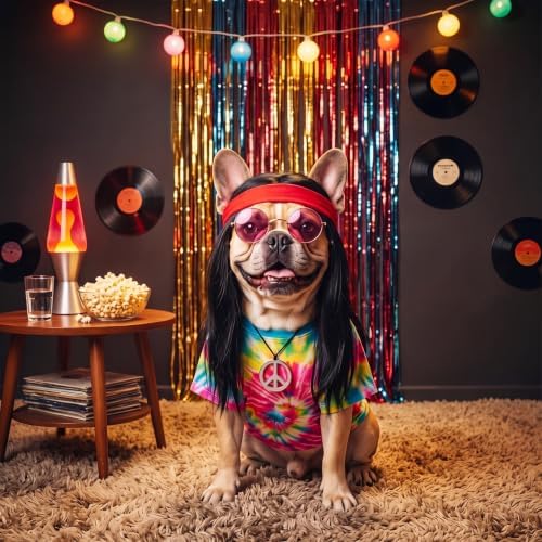 Hillban 5 Pcs Hippie Dog Costume Halloween Pet Costume Accessories, M - Image 6