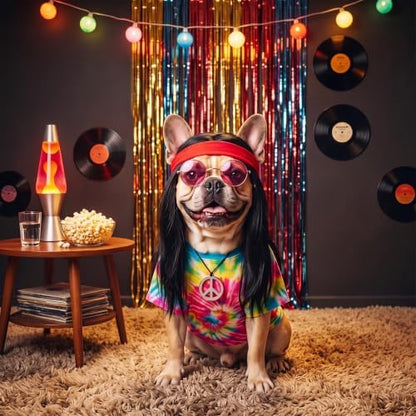 Hillban 5 Pcs Hippie Dog Costume Halloween Pet Costume Accessories, M - Image 6