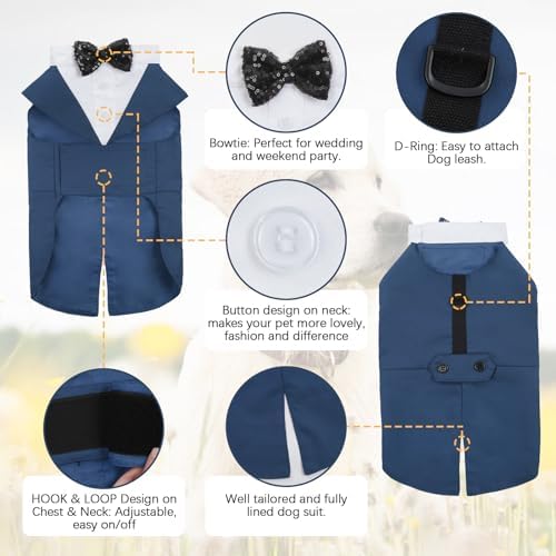 Kuoser Dog Tuxedo, Dog Suit and Bandana Set, Dogs Costume with D-Ring - Image 3