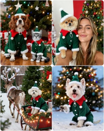 CuteBone Christmas Dog Costumes for Small, Medium, Large Dogs – Elf Pet Cosplay Outfits | Cute Puppy Costume for Holiday Party, Dress-Up, Photo Shoots GBZ07M - Image 3