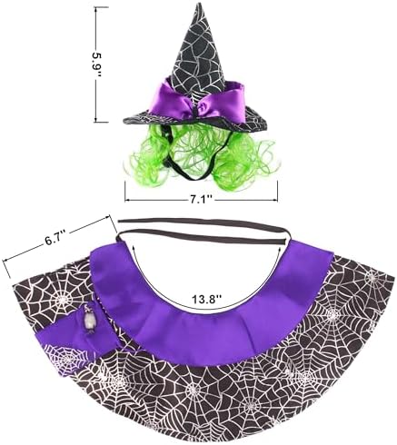 ADOGGYGO Halloween Dog Witch Costume, Purple Witch Wig Hat and Cape Set - Image 5