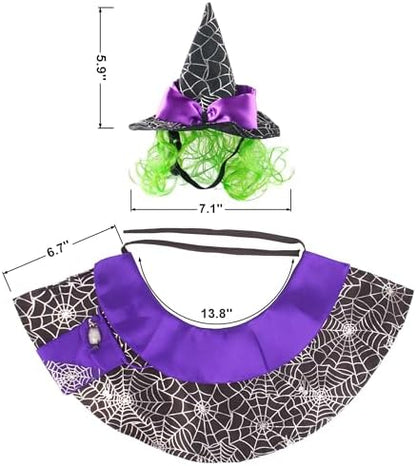 ADOGGYGO Halloween Dog Witch Costume, Purple Witch Wig Hat and Cape Set - Image 5