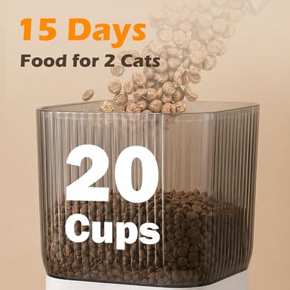 Automatic Cat Dual Bowls Feeder with Camera, 5G WiFi 7L Timed APP Control