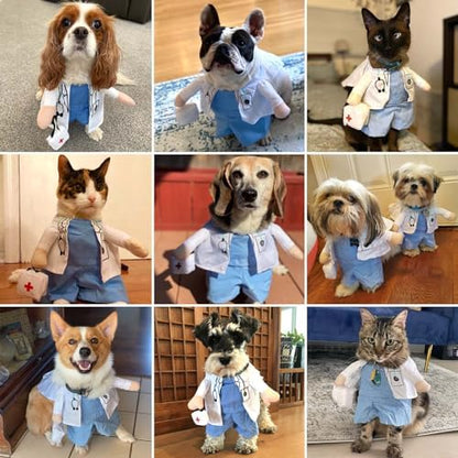 Dog Cat Doctor Costume, Funny Pet Doctor Halloween Costumes for Small Dogs Cats Puppy, Cosplay Party Dog Jeans Clothing Chrismas Clothes Cool Outfit Cat Apparel Cute Uniform (Doctor, X-Small) - Image 5