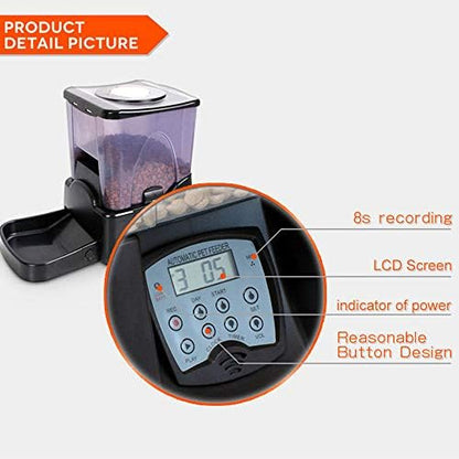 10L Large Capacity Automatic Pet Feeder - Time Programmable with LCD Display, Recording Function - Cat and Dog Feeder for 90 Days