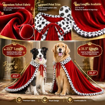 Dog Halloween Costumes for Large Dogs,Funny Dog Costume King Crown Cape(L) - Image 6