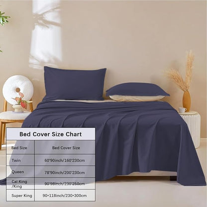 DUJUIKE Waterproof Bed Cover for Dog and Cats,Pet Hair Resistant Bed Sheet Cover, Protective Bed Liner Cover with 100% Waterproof Breathable Thin Fabric (Cal King/King 98 * 90 inch, Navy Blue)